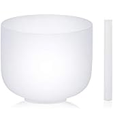 SOLSHINE Crystal Singing Bowl 432Hz 8 Inches A Note Third Eye Chakra Frosted Quartz, With Free Cr...