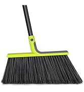 TidyBliss Outdoor Broom Heavy Duty, 56 inches Tall Commercial Soft Bristle Angle Brush for Sweepi...