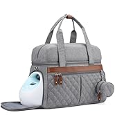 Breast Pump Bag, Diaper Bag Tote with 4 Cooler Pockets, Double-Layer Work Bag for Breastfeeding M...