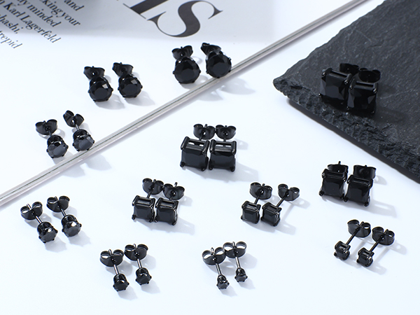 Stainless Steel Mens Womens CZ Stud Earrings