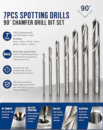 7PCS Spotting drills with 90 degree angle