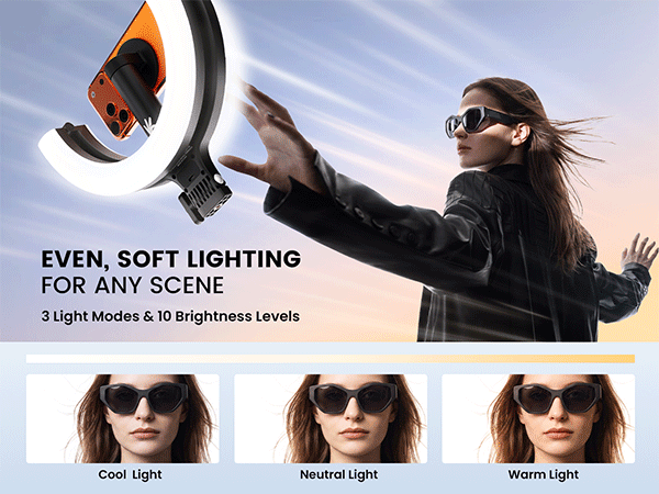 Magnetic phone tripod with ring light