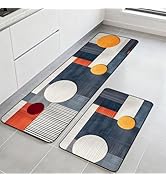 AOHMPT Kitchen Rugs Set of 2, Non-Slip Washable Floor Mats, Colorful Decorative Absorbent Runner ...