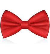 URAQT Men's Bow Tie, Classic Solid Color Pre-Tied Bow Tie for Men Satin Tux Bowtie Set Adjustable...