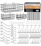 INCLY Pegboard Hooks Organizer Accessories Set Including 3 Packs Pegboard Baskets S/M/L, Peg Boar...