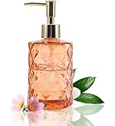 YCWF Clear Orange Glass Soap Dispenser with Gold Pump,12 Oz Soap Dispenser for Kitchen, Hand Soap...