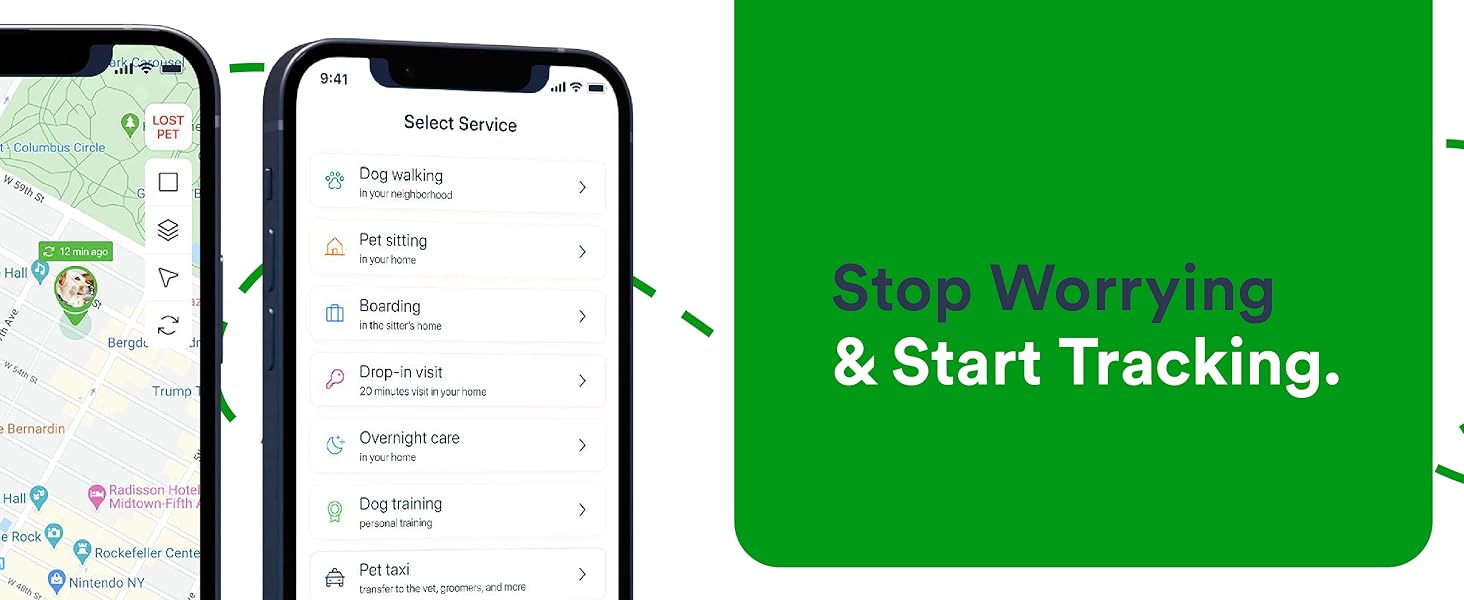 android and ios app helps track and locate gps tracker on collar of big pet or dog