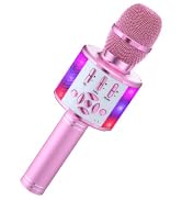 Amazmic Kids Karaoke Microphone Machine Toy Bluetooth Microphone Portable Wireless Karaoke Machin...