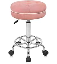 KLASIKA Low Back Rolling Stool PU Leather Vanity Stools, Adjustable Height Ergonomic Swivel Rolling ...