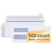 SUNEE Envelopes Self Seal – #10 Double Window Envelopes 500 Pack, Security Tint, Self Seal Closur...