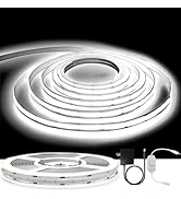 GUPUP 16.4ft COB Turnable Rope Light, White LED Strip Light, 6500K 24V, 1600 LEDs Density Lightin...