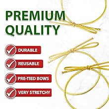 Stretch Loops with Pre-Tied Bows from Elastic Ribbon String for Gifts, Boxes, Tags