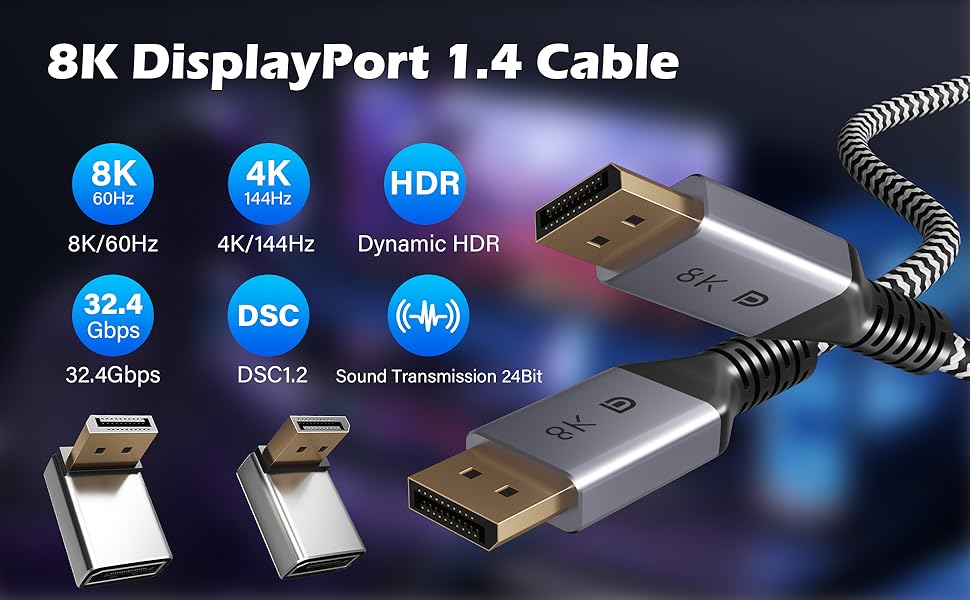 8K DisplayPort 1.4 Cable