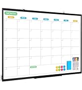 WALGLASS Dry Erase Calendar Whiteboard for Wall, 36" x 24" Double-Sided Monthly Calendar White Bo...