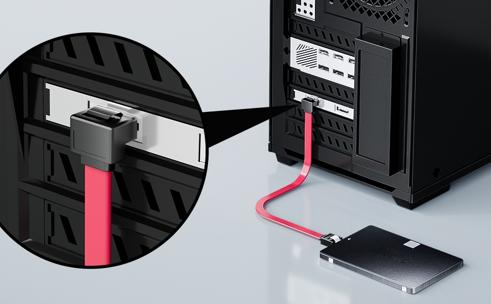 SATA Cable III 2 Pack 6Gbps 90 Degree Right Angle for SATA HDD, SSD, CD Driver, CD Writer - red