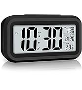 Digital Alarm Clock, Alarm Clock for Bedroom with Smart Night Light, Indoor Temperature, Large LE...