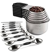 NCONCO Magnetic Stainless Steel Measuring Cups and Spoons Set of 15 7 Cups and 8 Spoons for Preci...