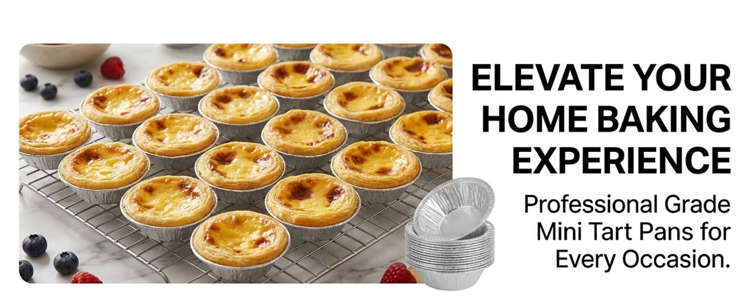 Mini aluminum tart pans for egg tarts, professional baking cups.