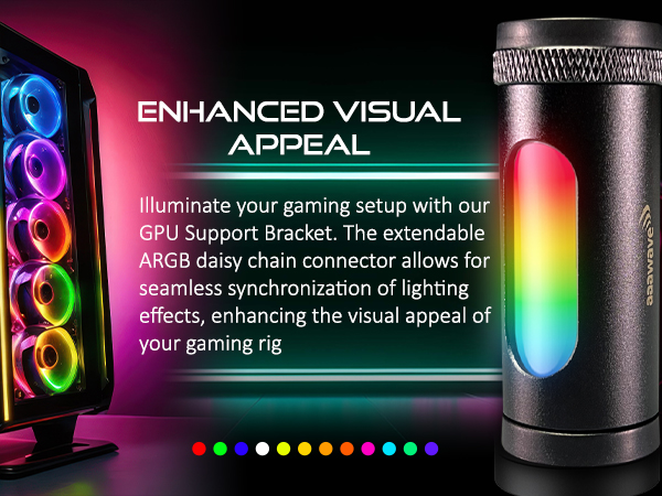 Daisy chain connector, illuinate gaming set up, Carta gráfica soporte de tarjeta de video negra