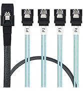 WLGQ Array Disk Cable Mini SAS 36Pin (SFF-8087) to 4 SATA 7Pin Cable, Mini SAS Host/Controller to...