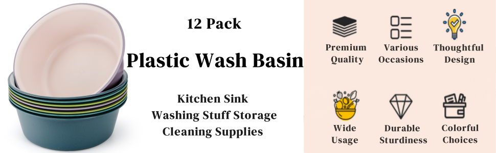 ZAVOOS 8 Pieces Plastic Wash Basin