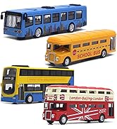 OTONOPI Bus Toys Pull Back School Bus Double Decker London Vehicles City Sightseeing Tour Bus Die...
