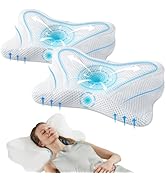DUMOS Cervical Neck Pillow, Cooling Ergonomic Memory Foam Pillows for Neck Pain Relief with Breat...