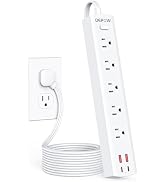 DEPOW Power Strip Surge Protector with 5 AC Outlets(1625W/13A) 4 USB Ports (2 USB C), 5 Ft Ultra ...