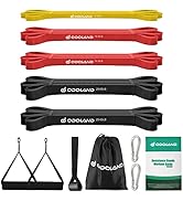 Odoland 5 Packs Pull Up Assist Bands, Pull Up Straps, Resistance Bands with Door Anchor and Handl...