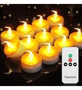 Topstone Led Candles with Remote and Timer,Warm Yellow Flameless Candles,Big Capacity Battery Ope...