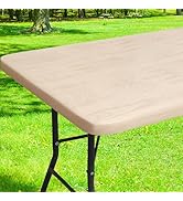 Smiry Rectangle Picnic Tablecloth, Waterproof Elastic Fitted Table Covers for 6 Foot Tables, Wipe...