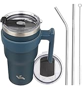 Konokyo 30 oz Tumbler with Handle and 2 Straw 2 Lid, Insulated Water Bottle Stainless Steel Vacuu...