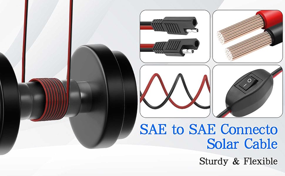 SAE to SAE Solar Power Cable 14 AWG Wire