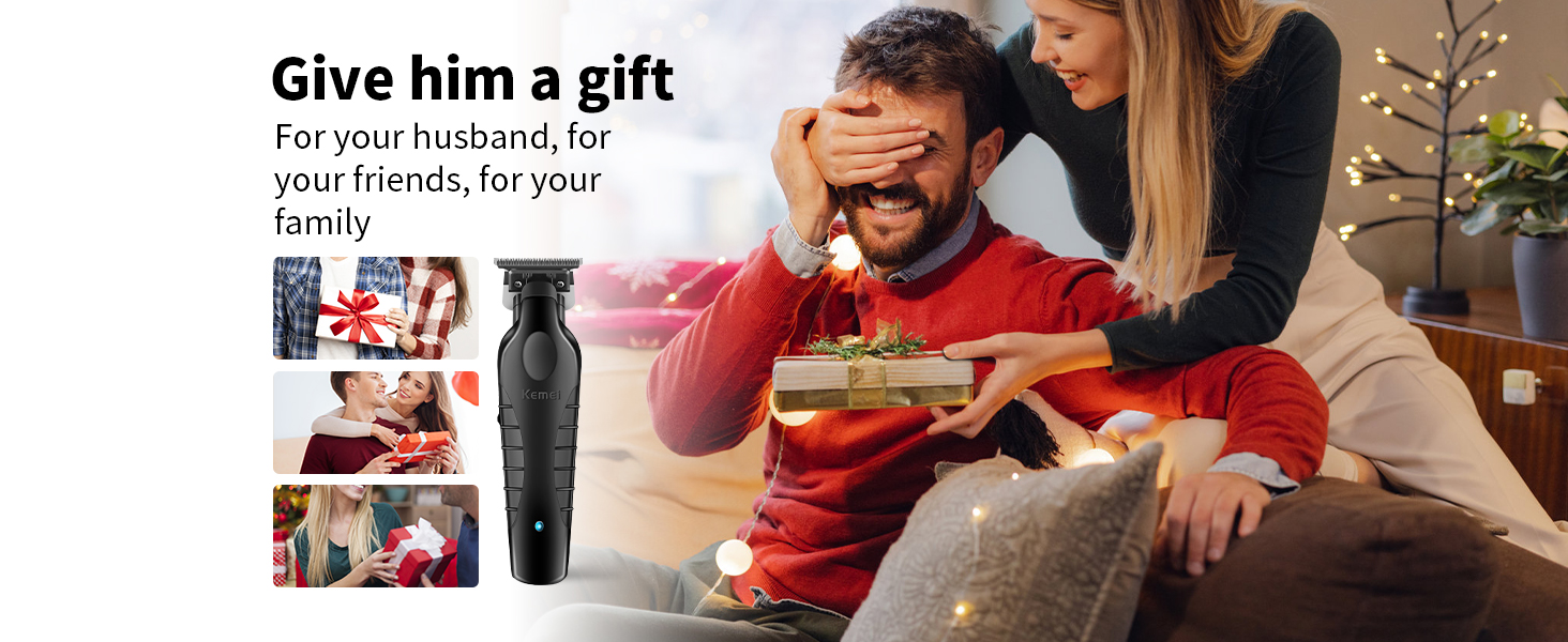 a man holding a gift box and a woman holding a gift box.