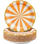 CENLBJ Orange Party Paper Plates,50-Pack,Disposable Paper Dessert Plates,Gold Foil Scalloped Edge...