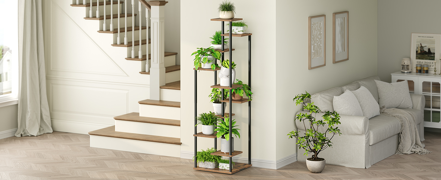 Place a plant rack in your stairwell to store your favorite potted plants
