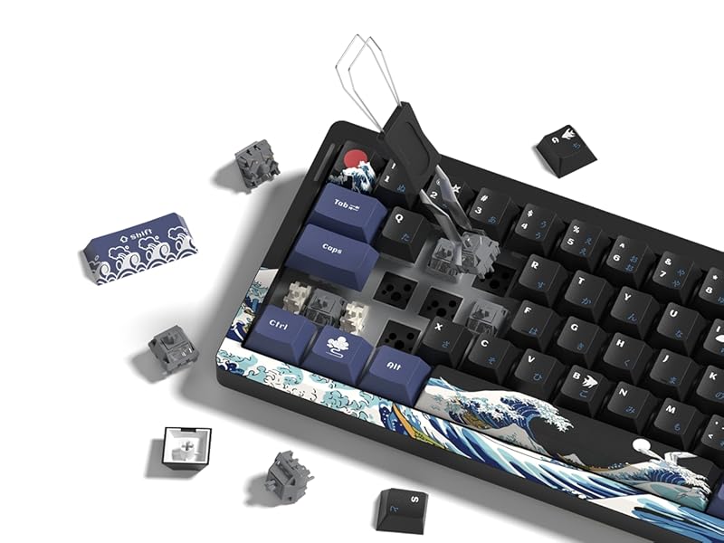 60% Percent Keyboard Wireless with QMK/VIA, Gaming Keyboard Kanagawa, Creamy Keyboard black