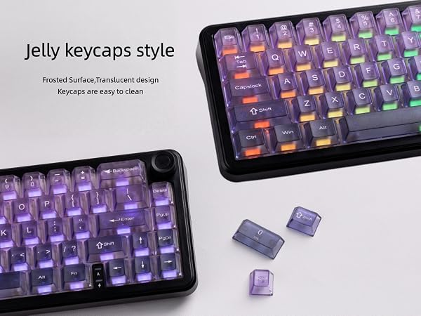 Gradient Purple Frosted keycaps,Translucent Jelly Key caps Set,Shine Through Key caps,Cherry Profile