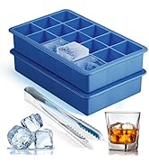2 Pack Silicone Ice Cube Trays for Cocktail, Easy Release Square Ice Cubes Mold for Freezer, Best...