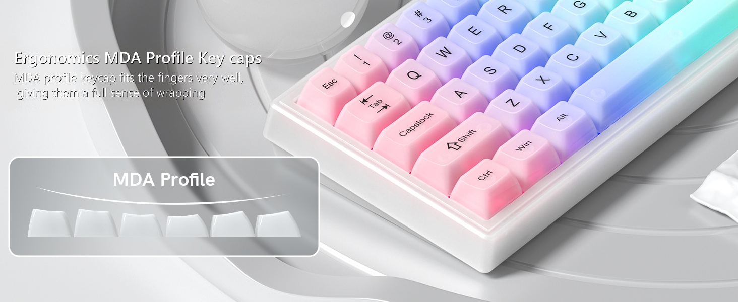 Keyboard Keycaps Clear, White Keycaps 60 65 75 100 Percent, Transparent Jelly Cute Custom Key Cap
