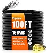 100 FT Outdoor Extension Cord Waterproof, 16/3 Gauge Heavy Duty 3 Prong Power Cord with Lighted I...