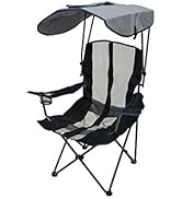 Kelsyus Premium 50+ UPF Portable Camping Folding Outdoor Lawn Chair with Canopy in Navy with Cup ...