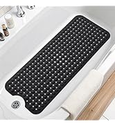 Arotive Bath Tub and Shower Mats, Extra Long Non-Slip 39 x 15 Inch Bath Mat with Drain Holes and ...