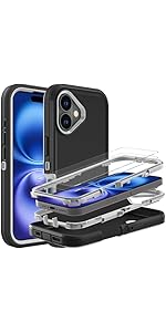YKHJKLEC for iPhone 16 Case, Military Grade 3 in 1 Heavy Duty Shockproof/Drop Proof/Dust Proof Case ...