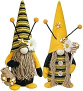 KnomeKo Bumble Bee Gnome Spring Summer Bee Decor | Mr and Mrs Gnomes First Bee Day Figurine for H...
