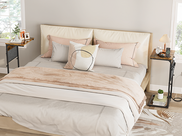 C Shaped End Table with Charging Station