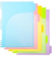 Spiral Notebook Dividers with Pockets, 5-Pack Color-Coded PVC Removable Tab Dividers, Only Fit 21...