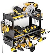 YYR Power Tool Organizer Wall Mount with Charging Station, Cordless Tools Hanger and Battery Stor...