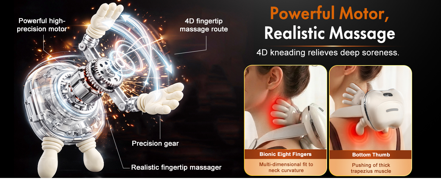Wireless Neck Massager with Heat, Rechargeable Shiatsu Neck and Shoulder Massage