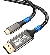 Getrish USB C to DisplayPort 2.1 Cable 16K 6.6FT, Type C to Display Port Cord 8K@120Hz 4K@240Hz, ...